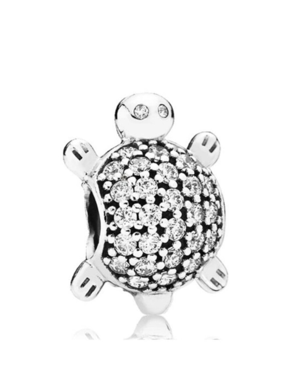 Pandora Sterling Silver Sea Turtle Animal Charm w/Clear Zirconia - 791538cz
